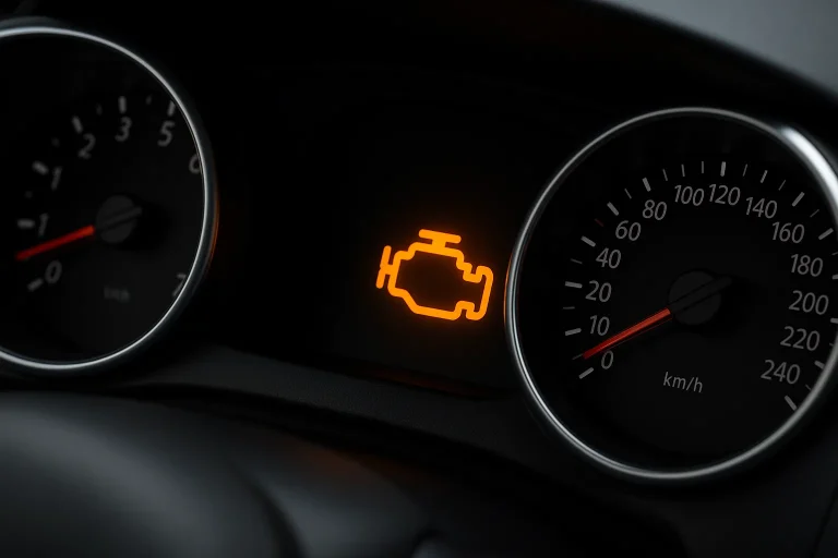 Voyant moteur orange allumé sur le tableau de bord d’une Renault Clio 4