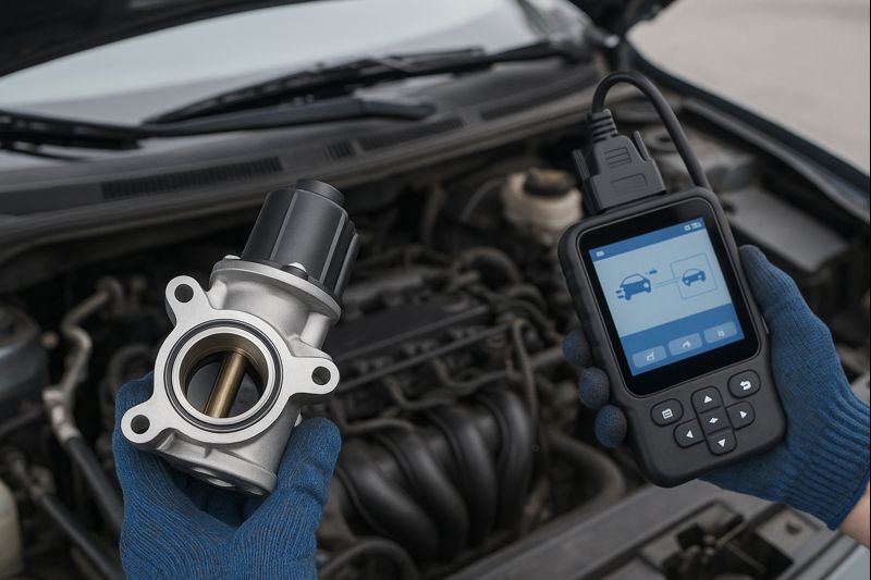 Apprentissage de la vanne EGR après nettoyage à l’aide d’un outil de diagnostic dans le compartiment moteur