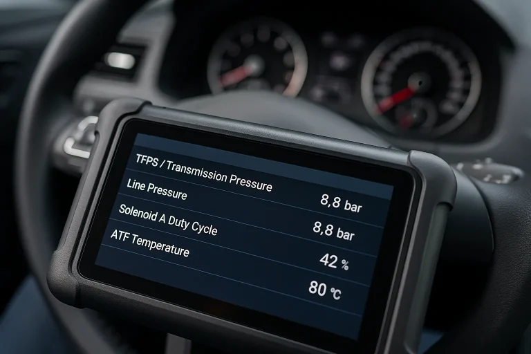 Diagnostic de boîte automatique : affichage des pressions hydrauliques sur une valise OBD2