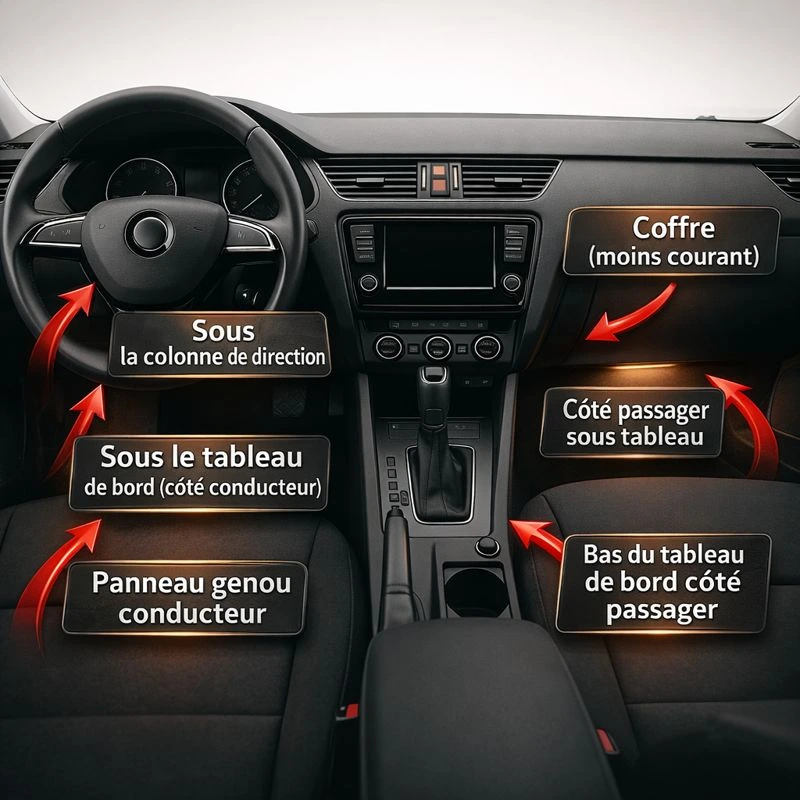 Emplacement prise OBD2 voiture