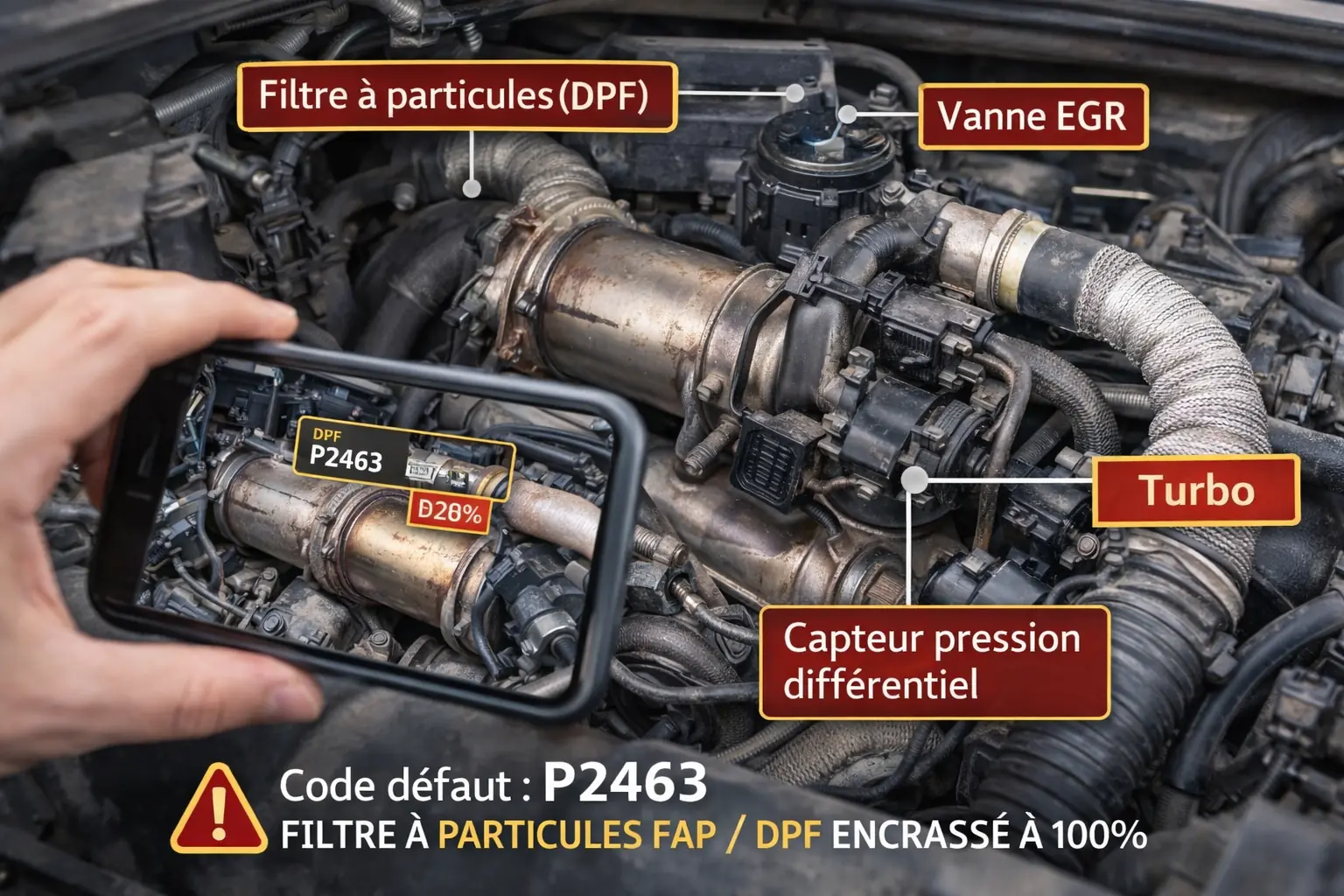 Code défaut P2463 – Filtre à particules (FAP) encrassé